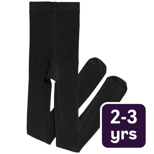 M&S Girls Cotton Rich School Tights, 2-3 Years, Black