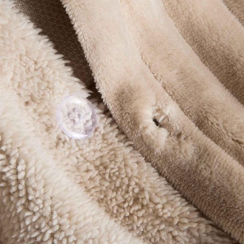 M&S Cloud Fleece Striped Bedding Set, King Size, Neutral