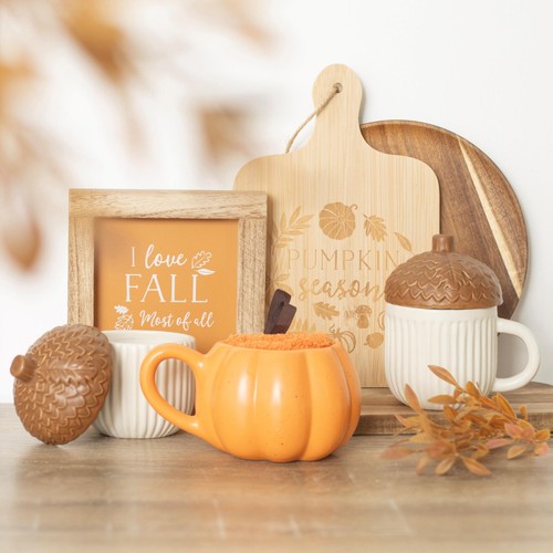 Autumn Pumpkin Shaped Mug & Socks Set