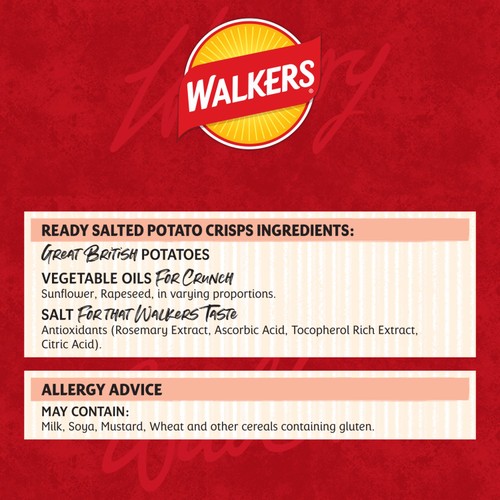 Walkers Ready Salted Multipack Crisps 6x25g