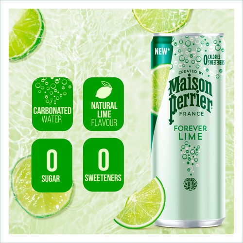 Maison Perrier Forever Lime Sparkling Water cans