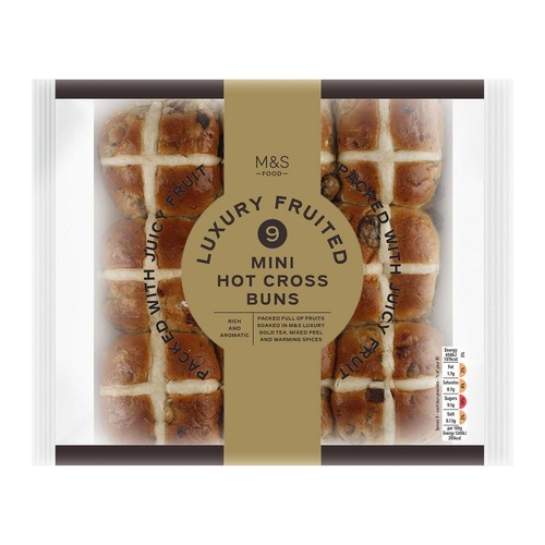 M&S 9 Mini Luxury Fruited Hot Cross Buns