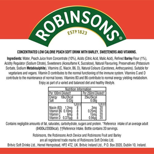 Robinsons Fruit & Barley Peach Squash