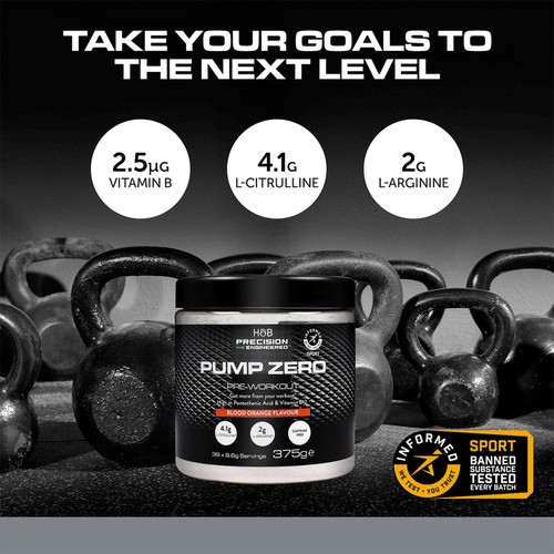 H&B Precision Engineered Pump Zero Pre Workout Powder Blood Orange