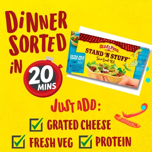 Old El Paso Mexican Stand 'N' Stuff Extra Mild Taco Kit with Soft Shells