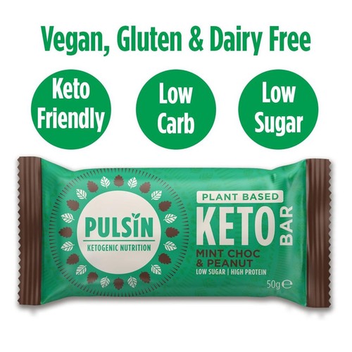 Pulsin Choc Mint & Peanut Vegan Keto Bar 