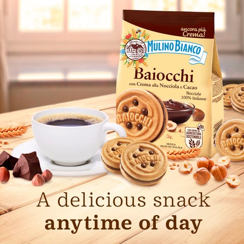 Mulino Bianco Baiocchi Biscuits with Hazelnut Cocoa Filling