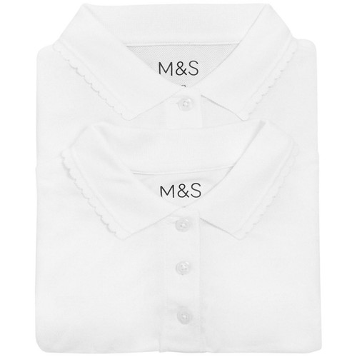 M&S Girls 2Pk Slim Fit Stayaway Polo 12-13Y