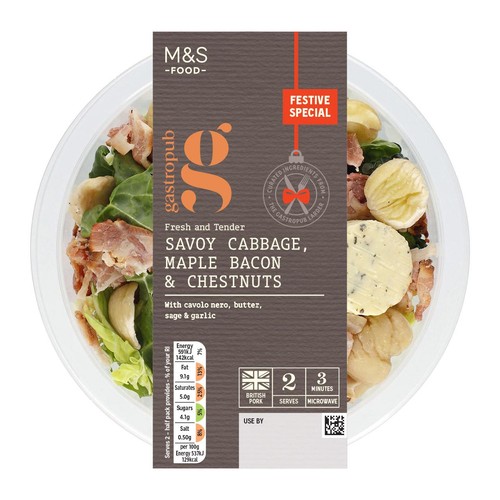 M&S Savoy Cabbage, Maple Bacon & Chestnuts