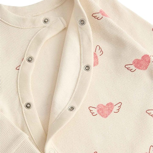 M&S Heart Print Sleepsuit, 9-12 Months. Light Cream