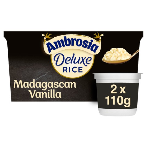 Ambrosia Deluxe Rice Pudding Madagascan Vanilla Dessert Snack Pots