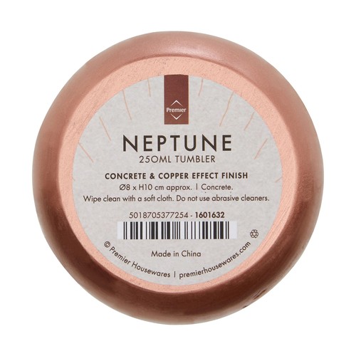 Premier Housewares Neptune Tumbler, Concrete and Copper