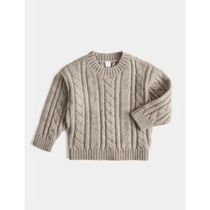 M&S Cable Knit Jumper, 6-9 Months, Oatmeal