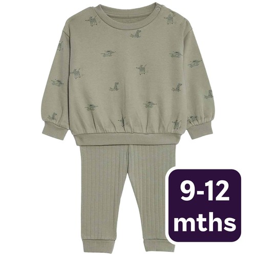 M&S Khaki Leggings Outfit, 9-12 Months, Khaki