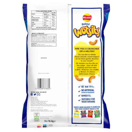 Walkers Wotsits Really Cheesy Multipack Snacks Crisps 6x16.5g