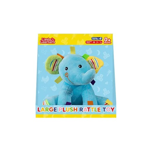 123 Baby Large Plush Rattle Toy Blue Elephant
