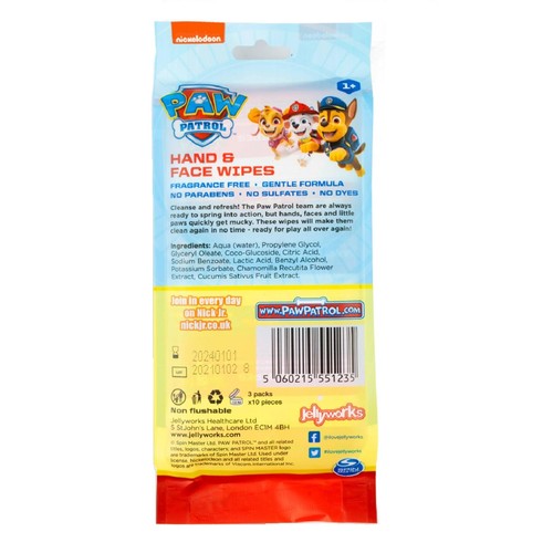 Paw Patrol Hand & Face Wet Wipes Multipack