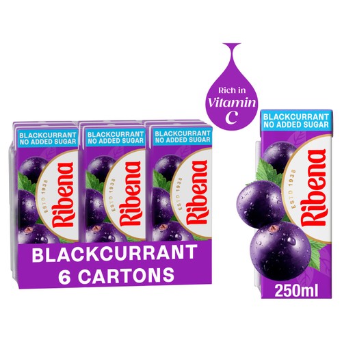 Ribena Blackcurrant No Added Sugar Juice cartons