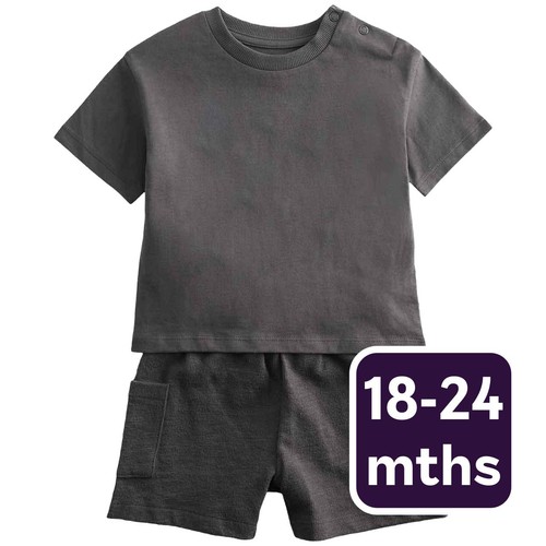 M&S Boys Pure Cotton Shirt & Cargo Shorts Outfit, 18-24 Months, Multi