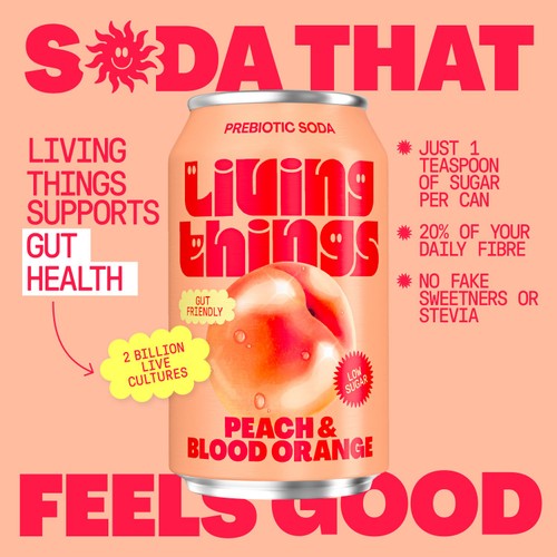 Living Things Peach & Blood Orange Biotic Soda