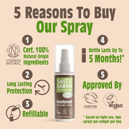 Salt of the Earth Natural Deodorant Spray Oud & Bergamot
