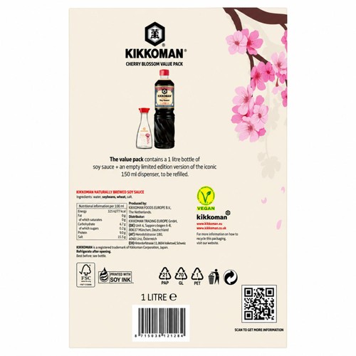 Kikkoman Cherry Blossom Soy Sauce Value Pack 1L