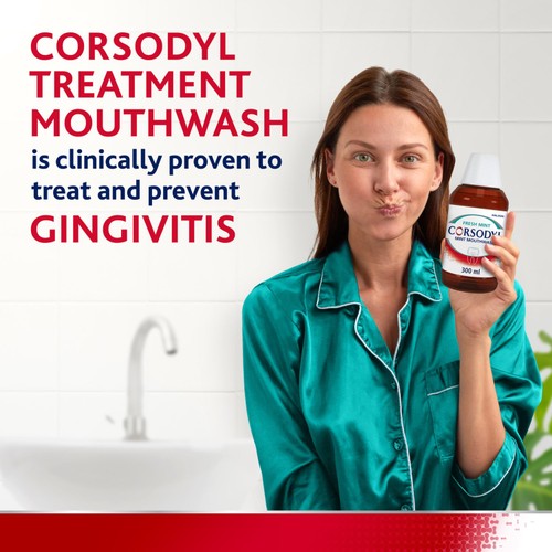 Corsodyl Medicated Antibacterial Mouthwash Fresh Mint, Alcohol Free