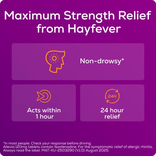 Allevia Hayfever Allergy Relief Tablets Fexofenadine