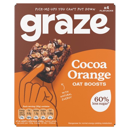Graze Cocoa Orange Oat Boosts Flapjack Snack
