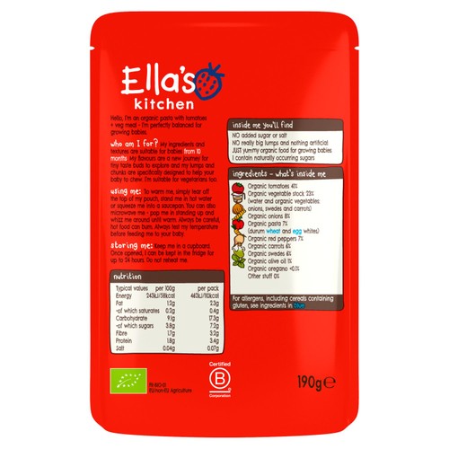 Ella's Kitchen Tomato-y Pasta Baby Food Pouch 10+ Months