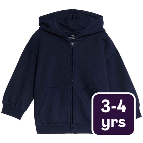 M&S Boys Zip Hoodie, 3-4, Years, Navy