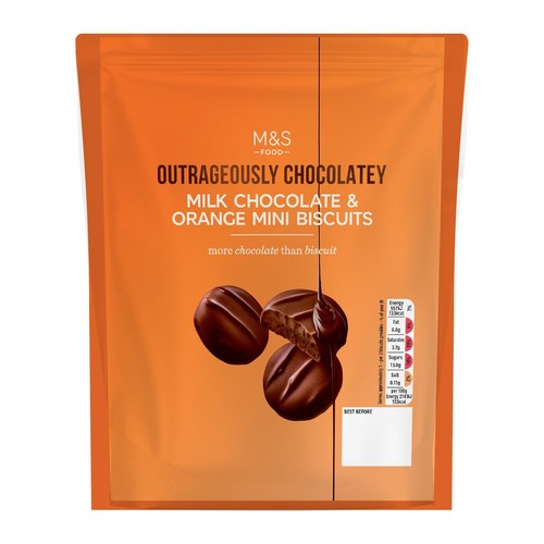 M&S Outrageously Chocolatey Milk Chocolate & Orange Mini Biscuits