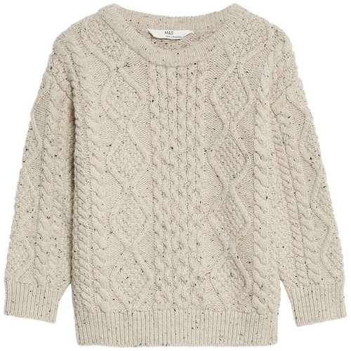 M&S Cable Knitted Jumper, 3-4 Years, Neutral