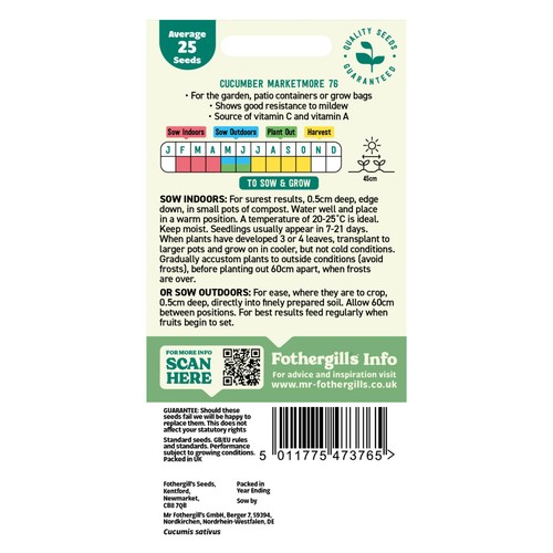 Mr Fothergills Seeds Cucumber Marketmore 76