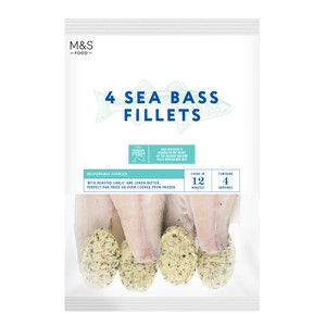 M&S 4 Seabass Fillets with Garlic & Lemon Butter Frozen