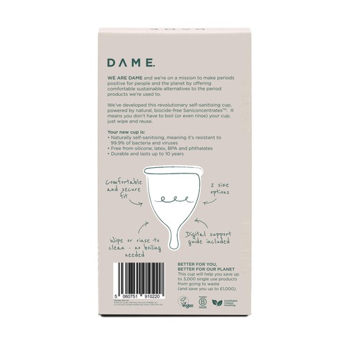 DAME Self-Sanitising Menstrual Cup Large
