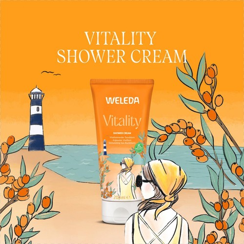 Weleda Natural Sea Buckthorn Creamy Body Wash, Vegan