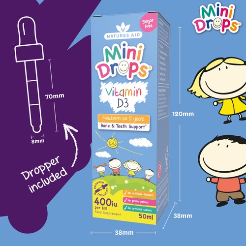 Natures Aid Infant's & Kid's Vitamin D3 Supplement Mini Drops Newborn-5yrs 
