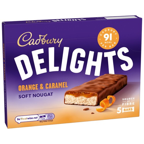 Cadbury Delights Soft Nougat Orange & Caramel Chocolate Bars