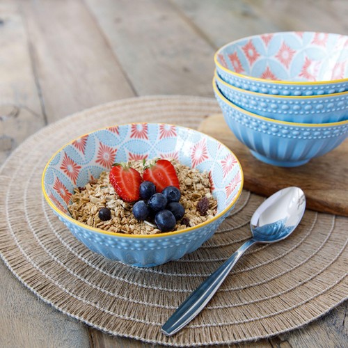 KitchenCraft Pale Blue Detailed Ceramic Bowl