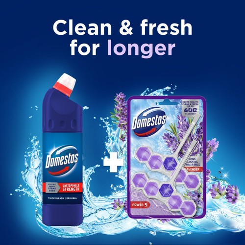 Domestos Power 5 Toilet Rim Block Lavender