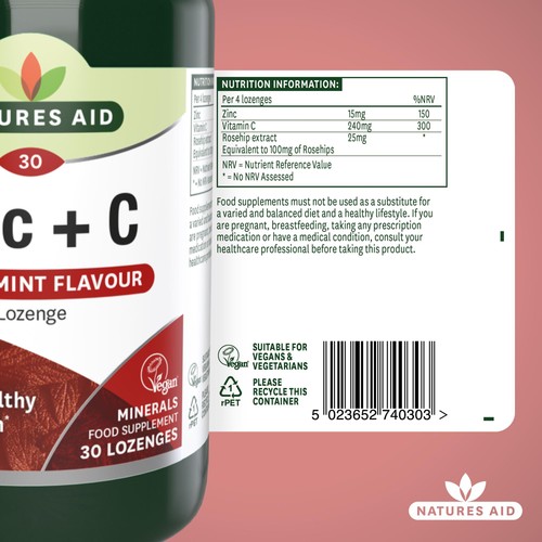 Natures Aid Zinc + C Supplement Lozenges 