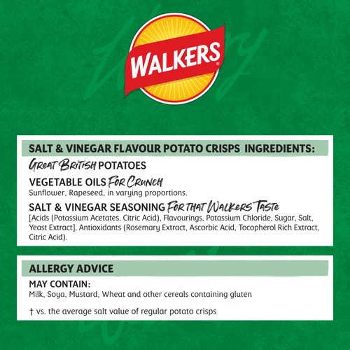 Walkers Lightly Salt & Vinegar Multipack Crisps