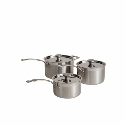 M&S X Tom Kerridge 3 Piece Stainless Steel Saucepan Set, Silver