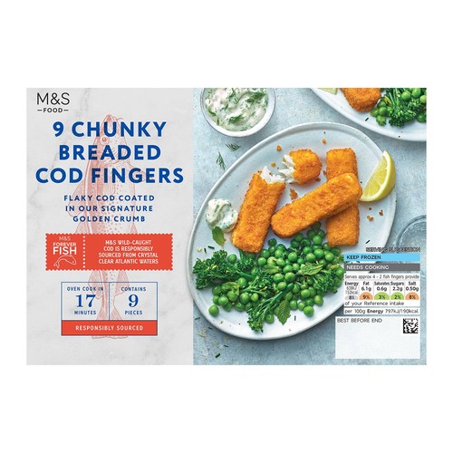 M&S 9 Chunky Cod Fish Fingers Frozen