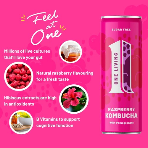 One Living Raspberry Kombucha Multipack