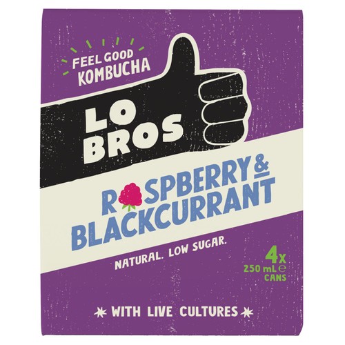Lo Bros Kombucha Raspberry & Blackcurrant Low Sugar Multipack
