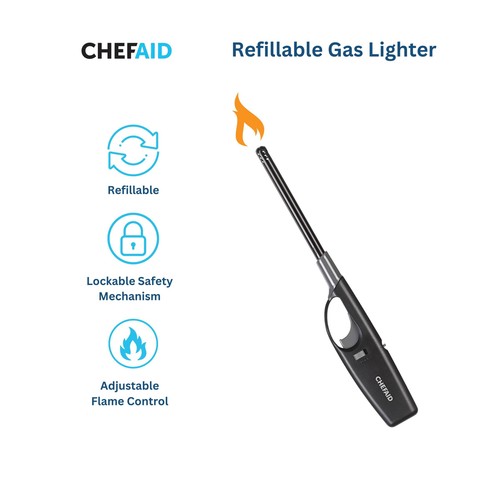Chef Aid Long Reach Refillable Gas Lighter, White