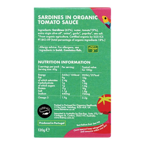 Fish 4 Ever Whole Sardines in Organic Tomato Sauce