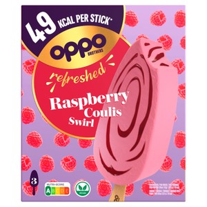 Oppo Refreshed Raspberry Coulis Low Calorie Sorbetto Sticks